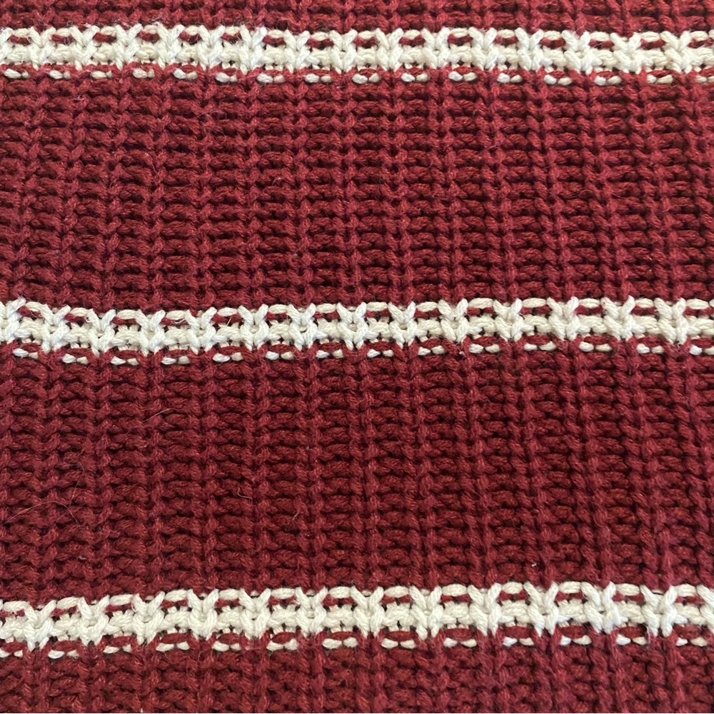 AMERICAN EAGLE knit burgundy white striped boatneck sweater w/ front pocket XL - Picture 8 of 11